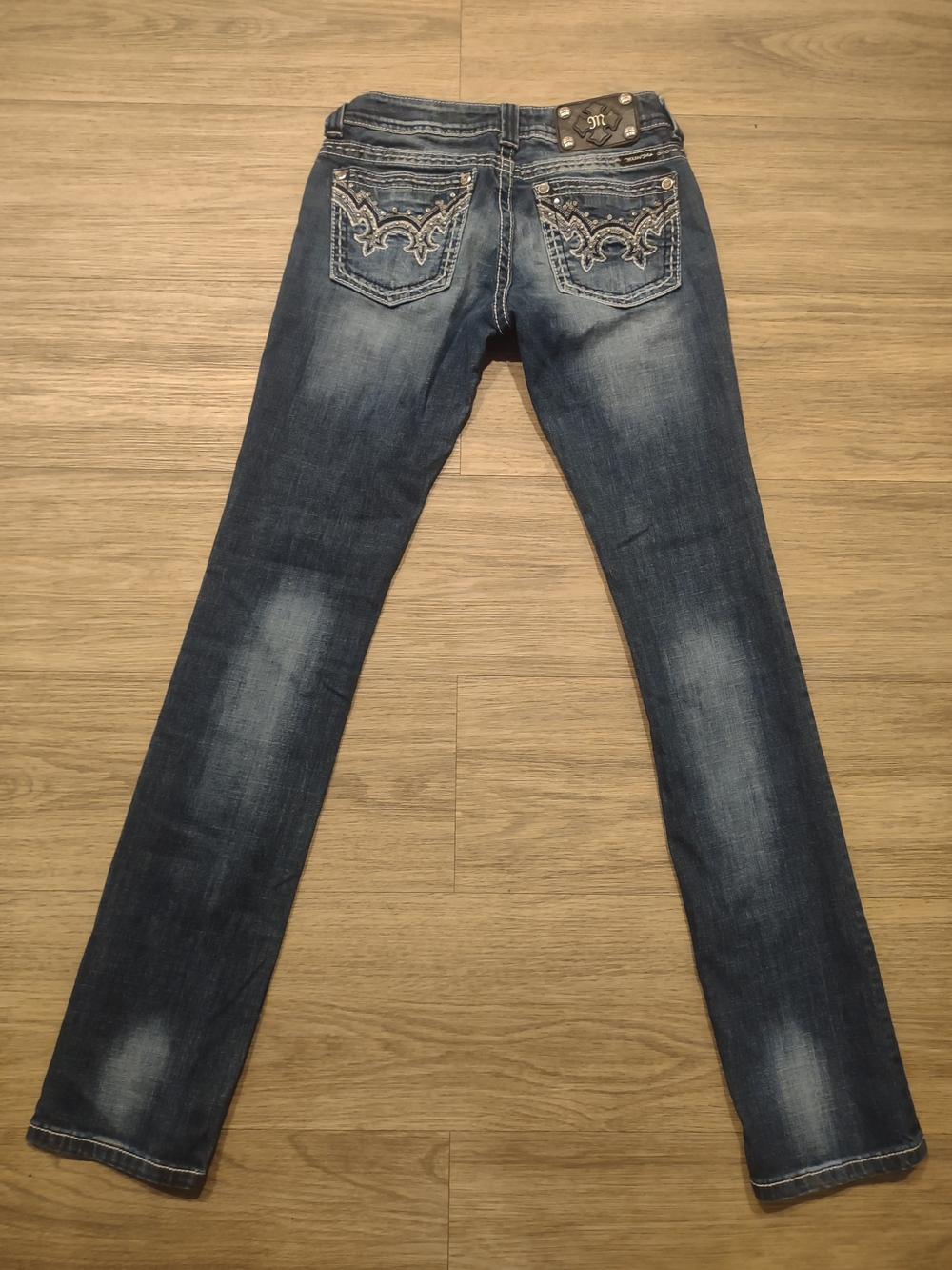 Miss Me Dark Blue Embroidered Back Pocket Skinny Jeans